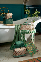 תיק איפור גדול ירוק קטיפה COOPER JAIPUR FLOWER 26X12X18