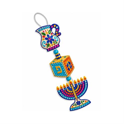 מובייל לחנוכה מעץ על חבל 10/30 ס"מ
