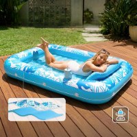 בריכת שיזוף מתנפחת עם כרית ומתקן כוסות דגם AquaSun