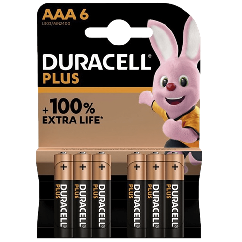 סט 6 סוללות Duracell PLUS 100% AAA