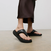 Fit Flop F-Mode Go Adjustable Flatform Toe Post Sandals All Black כפכפי נשים פיט פלופ שחור