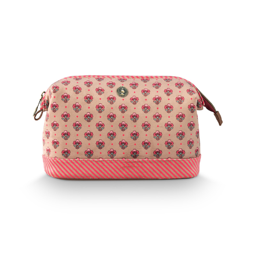 תיק איפור גדול ורוד קטיפה COOPER JAIPUR FLOWER 26X12X18