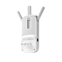מגדיל טווח TP-Link RE450 1750Mbps – גב המגדיל הלבן עם שלוש אנטנות תקע ויציאת רשת 4K