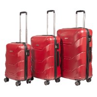 סט 3 מזוודות קשיחות איכותיות SWISS  - צבע אדום