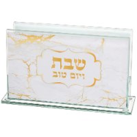מחזיק גפרורים מזכוכית שיש זהב