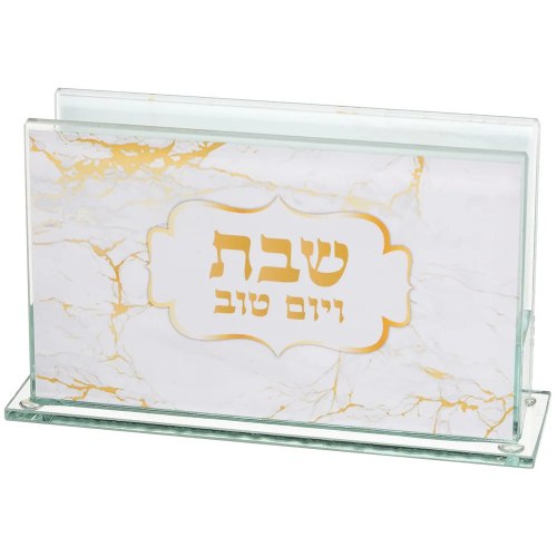 מחזיק גפרורים מזכוכית שיש זהב