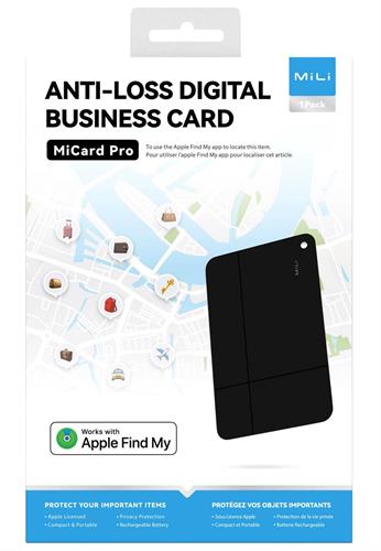 תגית איתור לאפל משולבת כרטיס ביקור MiCard-Digital Business Card חברת MiLi