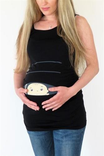 טוניקת הריון גופיה תינוק מציץ בצבע שחור