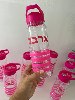 פסים ורוד - בקבוק פסים עם קשית ממותג בשם