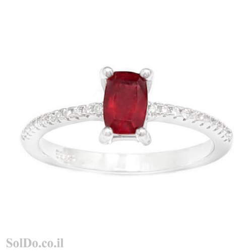 טבעת מכסף משובצת אבן רובי אדומה ואבני זרקון RG1712 | תכשיטי כסף 925 | טבעות כסף
