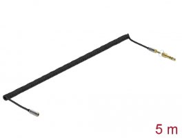 כבל מאריך אודיו מסולסל Delock Extension Coiled Cable 3.5 mm 3 pin with screw adapter 6.35 mm 5 m
