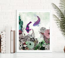 ציור צבעוני של דגי קוי - פנג שואי
