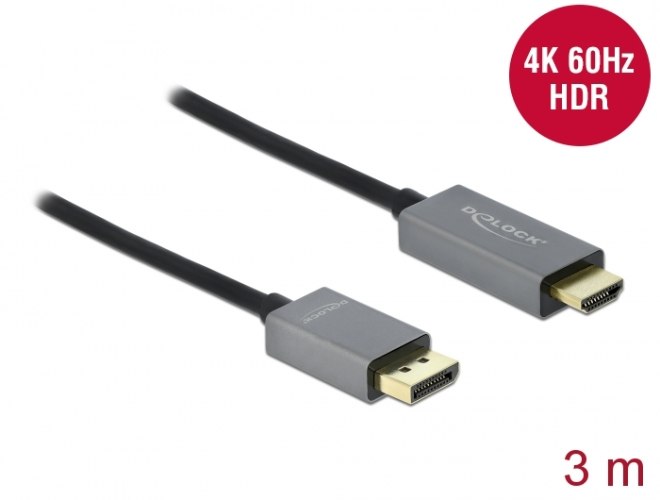 כבל מסך אקטיבי Delock Active DisplayPort 1.4 to HDMI Cable 4K 60 Hz HDR 3 m