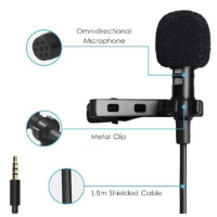 מיקרופון 3.5mm Mini Lavalier Microphone Metal Clip Lapel Mic