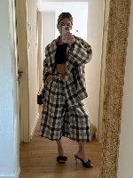Brown Plaids Oversized Jacket