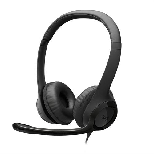 אוזניות קשת חוטיות Logitech H390 USB-C צבע שחור