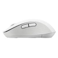 עכבר אלחוטי לבן Logitech Signature M650 – מבט צד על העכבר עם כפתורים שחורים וטקסטורת גלים