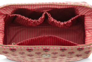 תיק איפור גדול ורוד קטיפה COOPER JAIPUR FLOWER 26X12X18