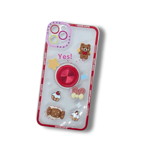כיסוי BABY TPU עם צורות תלת מימדיים לאייפון IPHONE 15 PRO  מסגרת אדומה