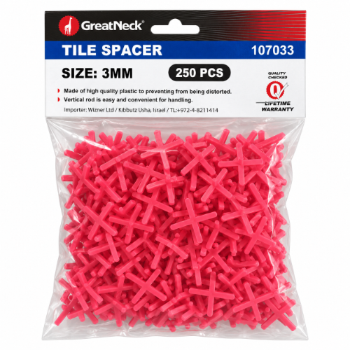 ספייסר צלב ⁦GreatNeck 107033⁩ – ⁦3⁩ מ״מ, 250 יחידות