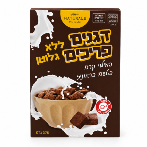 דגנים פריכים במילוי קרם בטעם בראוניז ללא גלוטן 375 גרם - נטורלה
