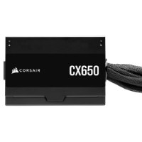ספק כוח Corsair CX650 80 Plus Bronze 650W – ספק כוח שחור עם כיתוב CORSAIR ו-CX650 וכבלים שחורים