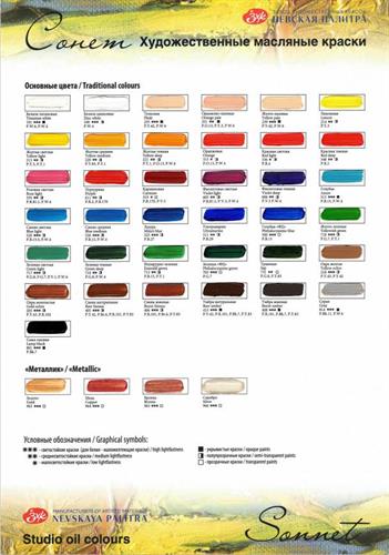לוח צבעים צבעי שמן סנט פטרסבורג סונטה גוונים טבעיים - קד"מ