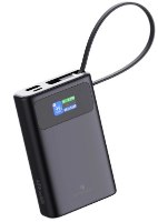 סוללת טעינה Miracase MPB20C45W – סוללה ניידת שחורה עם מסך דיגיטלי יציאות ורצועת נשיאה USB