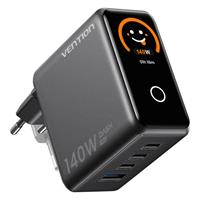 Vention 140W GaN5.0 PD3.1 USB (C+C+C+A) with Smart Display Wall Charger Black