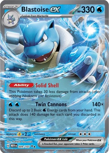 קלף פוקימון בודד single - BLASTOISE EX– 151 – 009/165
