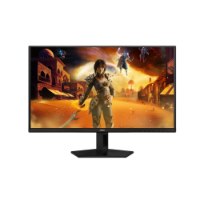 מסך גיימינג 26.5 אינץ' Aoc Q27G41ZDF QD-OLED – שחור מציג סצנת משחק צבעונית על רקע לבן