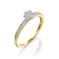 טבעת פרח האהבה משובצת יהלומים בזהב לבן או צהוב 14 קראט
