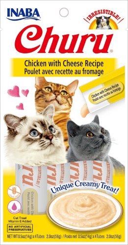 חטיף לחתולים אינאבה צ'ורו עוף עם גבינה 56 גרם - INABA CHURU CHICKEN AND CHEESE 56G
