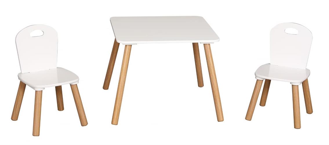סט שולחן ו2 כיסאות עץ-לבן