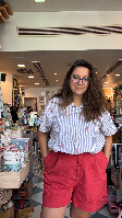 חולצת טטרה פרחים ופסים תכלת