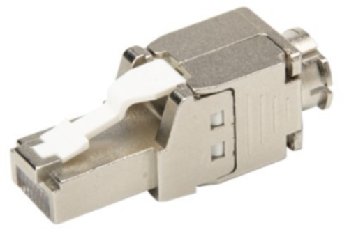 קונקטור RJ45 זכר קצר מסוכך להרכבה על כבל CAT6a / CAT7 ללא צורך בכלים