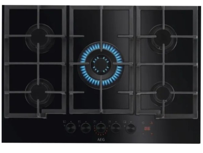 כיריים גז 74 ס"מ Step Power דגם AEG HKB75341NB זכוכית שחורה