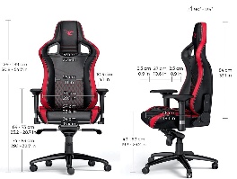 תרשים מידות של כיסא גיימינג Noblechairs EPIC MouseSports Edition