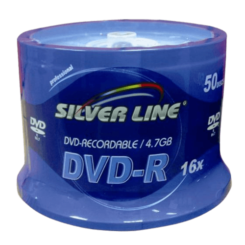 סט של 50 דיסקים CAKEX16-R DVD-R/+R 4.7GB X16 מבית Silver Line