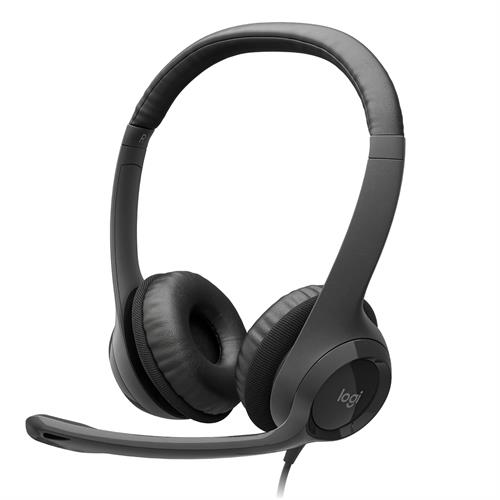 אוזניות קשת חוטיות Logitech H390 USB-A צבע שחור