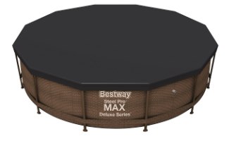 כיסוי לבריכה עגולה מסגרת אפור כהה| 366 קוטר |PVC|  BESTWAY | מקט 58037| קפיץ קפוץ