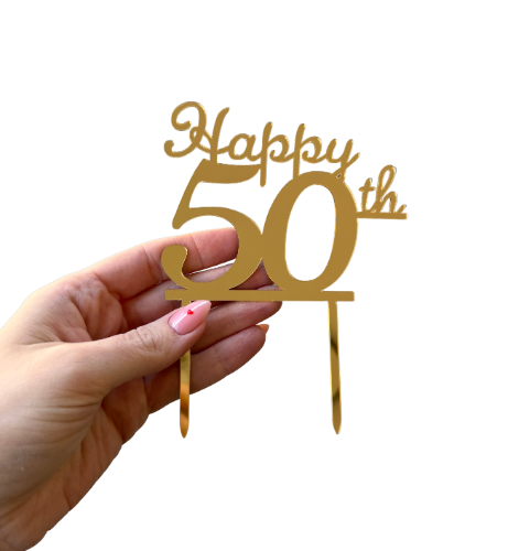טופר אקריל זהב Happy birthday 50