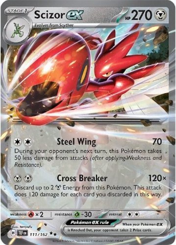 קלף פוקימון בודד single - SCIZOR EX – TEMPORAL FORCES – 111/162