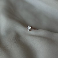 טבעת נוי משובצת | טבעת רוז גולד| טבעת מלבן