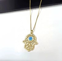 סט תכשיטים - צמיד ושרשרת עם חמסה ואבן אופל תכולה