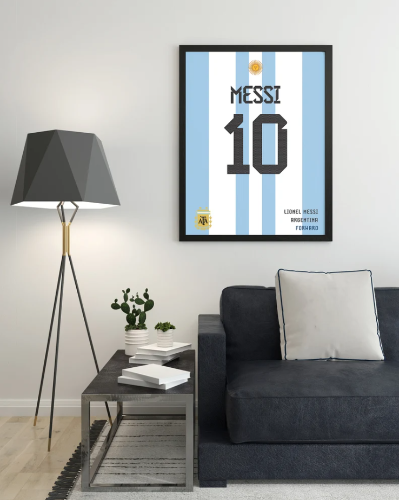תמונת קנבס הדפס חולצתו של אגדת הכדורגל ליונל מסי "Number 10" | תמונה לבית ולמשרד בתחום הספורט