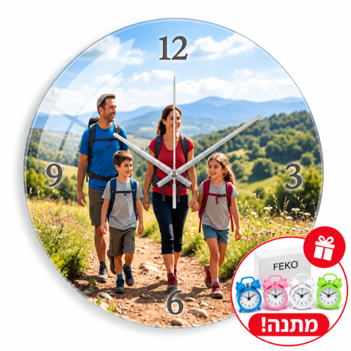 שעון קיר עגול עם תמונה אישית- ענק