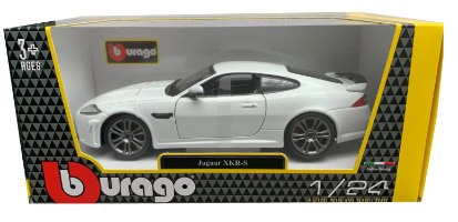 דגם מכונית בוראגו יגואר לבן Bburago Jaguar XKR-S 1/24