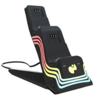 מטען כפול וסוללות נטענות עבור שלטי Turtle Beach PDP Afterglow™ Wave+ Xbox – USB עמדת עגינה שחורה עם תאורת LED צבעונית