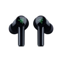 אוזניות גיימינג אלחוטיות Razer Hammerhead V3 X HyperSpeed – Bluetooth זוג אוזניות שחורות עם לוגו רייזר ירוק זוהר על רקע לבן